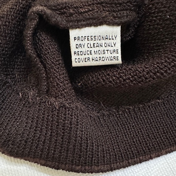 St. John Collection Brown Knit Suit Set Sz 14/12 Gold Buttons Mended Flaws Vtg - Picture 10 of 16